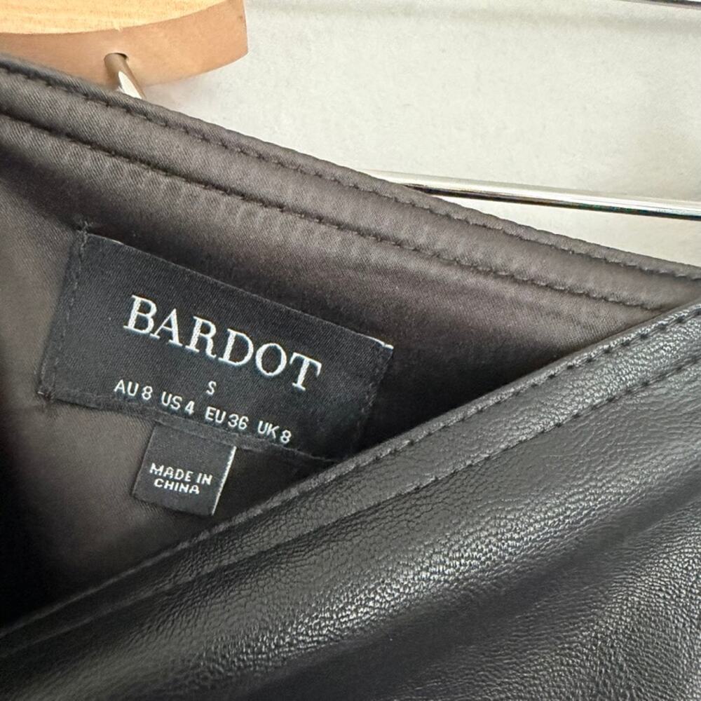 Bardot Dante Black Faux Leather Midi Skirt Size S Capsule Wardrobe - Picture 5 of 8